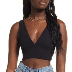 BP V-Neck Crop Tank Bra Top M